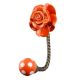 Orange Rose Flower Ceramic Wall Hook in Antique Fitting