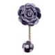 Purple Flower Ceramic Wall Hook in Silver Fitting
