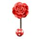 Red Flower Ceramic Wall Hook in Antique Fitting