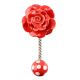 Red Flower Ceramic Wall Hook in Silver Fitting