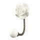 White Rose Flower Ceramic Wall Hook in Antique Fitting