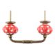 Red White Floral Dot Ceramic Bridge Handles