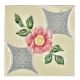 Vintage Ceramic Tile Of Pink Flower With Leaves