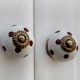 White Cherry Dot Ceramic Dresser Knob
