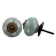 Sage Green White Dot Ceramic Dresser Knob