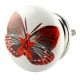 Dark Red Butterfly Ceramic Flat Knob
