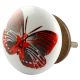 Dark Red Butterfly Ceramic Flat Knob