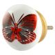 Dark Red Butterfly Ceramic Flat Knob