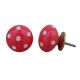 Red White Polka Ceramic Flat Drawer Knob