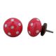 Red White Polka Ceramic Flat Drawer Knob