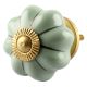 Sage Green Medium Ceramic Melon Knob in Silver Line