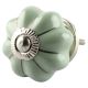 Sage Green Medium Ceramic Melon Knob in Silver Line