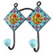 Turquoise Red Flower Ceramic Tiles Hooks