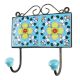 Turquoise Lime Floral Ceramic Tiles HooK