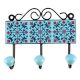 Turquoise Floral Ceramic Tile Hook