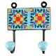 Turquoise Floral Ceramic Tile Hook Online