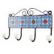 Turquoise And Red Flower Ceramic Tile Hook 
