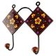 Ceramic Floral Tile Hook in Brown