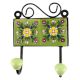 Ceramic floral Tile Hook in Pea Green