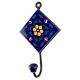 Navy Blue Ceramic Floral Tile Hook