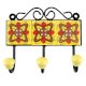 Yellow Ceramic Floral Tile Wall Hook
