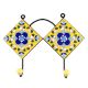 Navy Blue Floral Ceramic Tile Hook