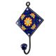 Navy Blue Sunflower Ceramic Tile Wall Hook