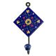 Navy Blue Wheel Flower Ceramic Tile Hook