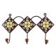 Ceramic Floral Tile Wall Hook in Dark Brown
