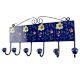 Navy Blue Floral Ceramic Tile Hook