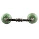 Pea Green Calla Lily Brown Etched Ceramic Cut Bridge Handle