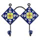 Navy Blue Floral Ceramic Tile Hook
