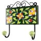 Forest Green Ceramic Floral Tile Hook