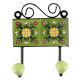 Ceramic Floral Tile Hook in Pea Green