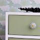 White Base Grey Leaf Ceramic Floral Melon Drawer Knob