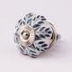 White Base Grey Leaf Ceramic Floral Melon Drawer Knob