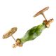 Smokey Green Cut Glass Door Handle in Golden Fitting