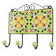 Pea Green Ceramic Floral Tile Wall Hook Online