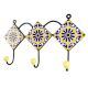 Yellow Base Navy Blue Wheel Flower Ceramic Tile Hook