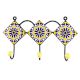 Yellow Base Navy Blue Wheel Flower Ceramic Tile Hook