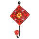 Red With Forest Green Leaf Ceramic Floral Tile Hook