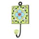 Turquoise Floral Ceramic Tile Hook