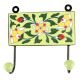 Ceramic Floral Tile Hook in Forest Green Leaf