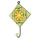 Yellow Sunflower Ceramic Tile Wall Hook in Pea Green Base