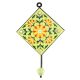 Yellow Sunflower Ceramic Tile Wall Hook in Pea Green Base