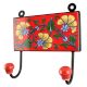 Red With Forest Green Leaf Flower Ceramic Tile Wall Hook