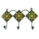 Ceramic Floral Tile Hook in Forest Green