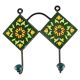 Ceramic Floral tile Hook in Forest Green