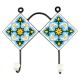 Turquoise Floral Ceramic Tile Hook