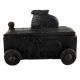 Handcrafted Old Nandi Wooden Box  With Wheels For Storage